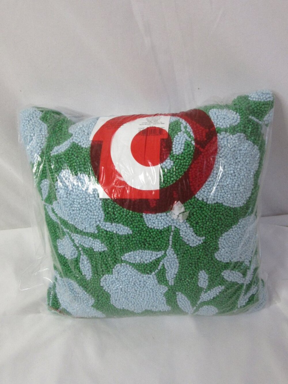 Kate Spade Beaded Throw Couch Pillow Light Blue Green Floral 12 x 12 NWT